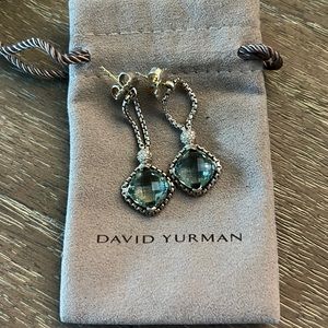 David Yurman Cushion on point earrings with Prasiolite and Diamonds
